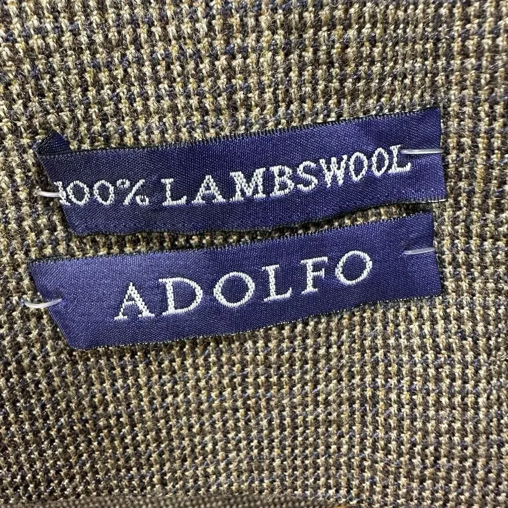 Adolfo Sportcoat Blazer Men 46R New w Tags Lambswool Brown Beige Woven